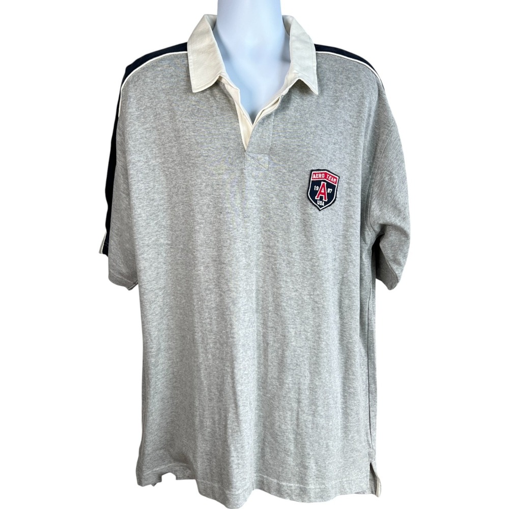 Vtg Y2K Aeropostale Mens Rugby Style Polo Shirt Aero Team 1987 Crest Size XL NWT